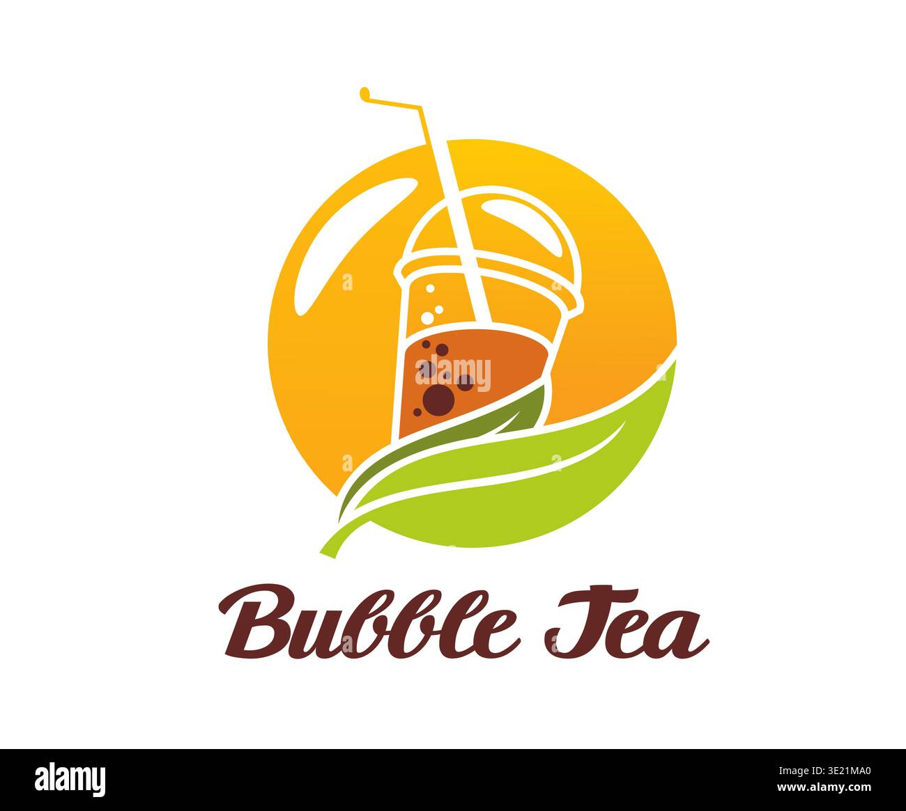 Milk bubble tea icon with straw and tapioca pearls Stock Vector