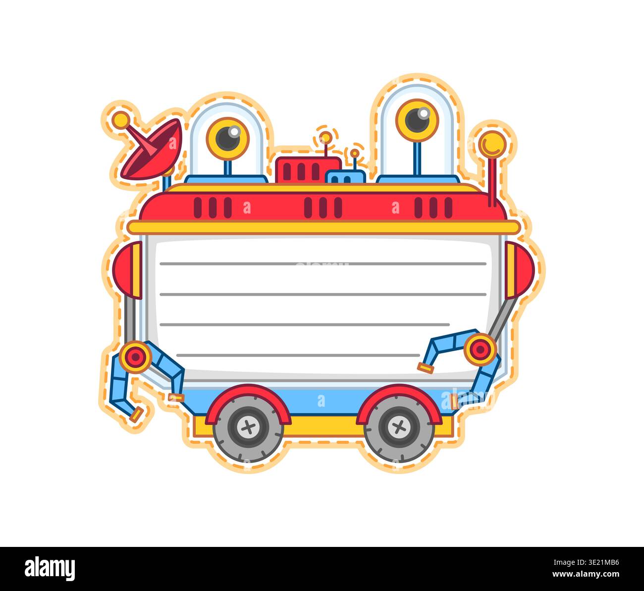 Cartoon robot for kids memo note, message sticker Stock Vector