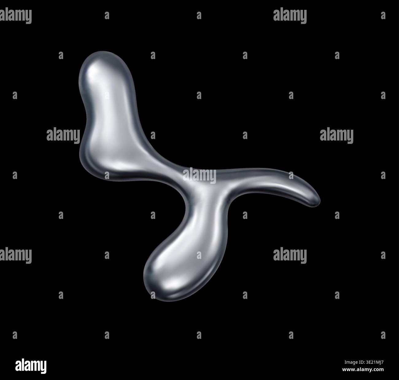 3d liquid chrome metal drop and silver shape Stock Vector