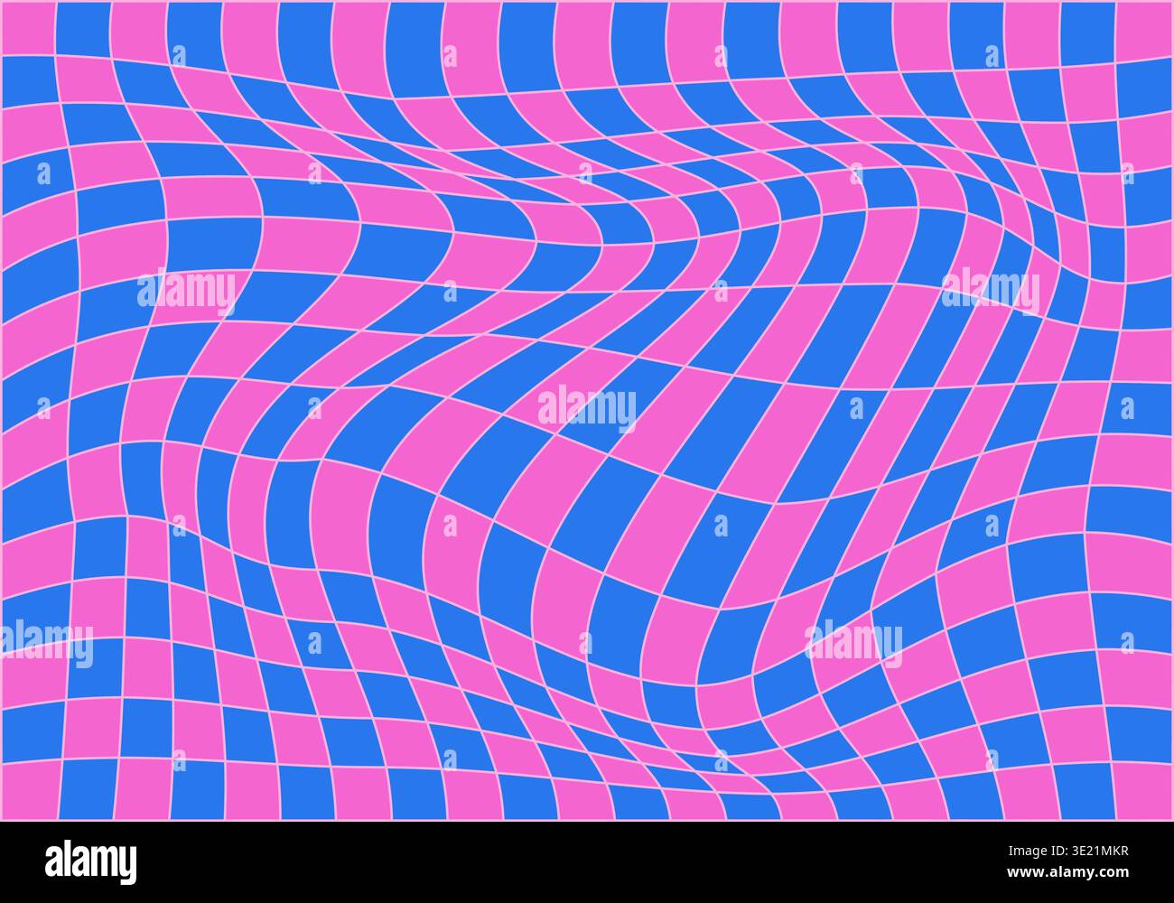 Wavy checkerboard background. Twisted psychedelic pattern Stock Vector