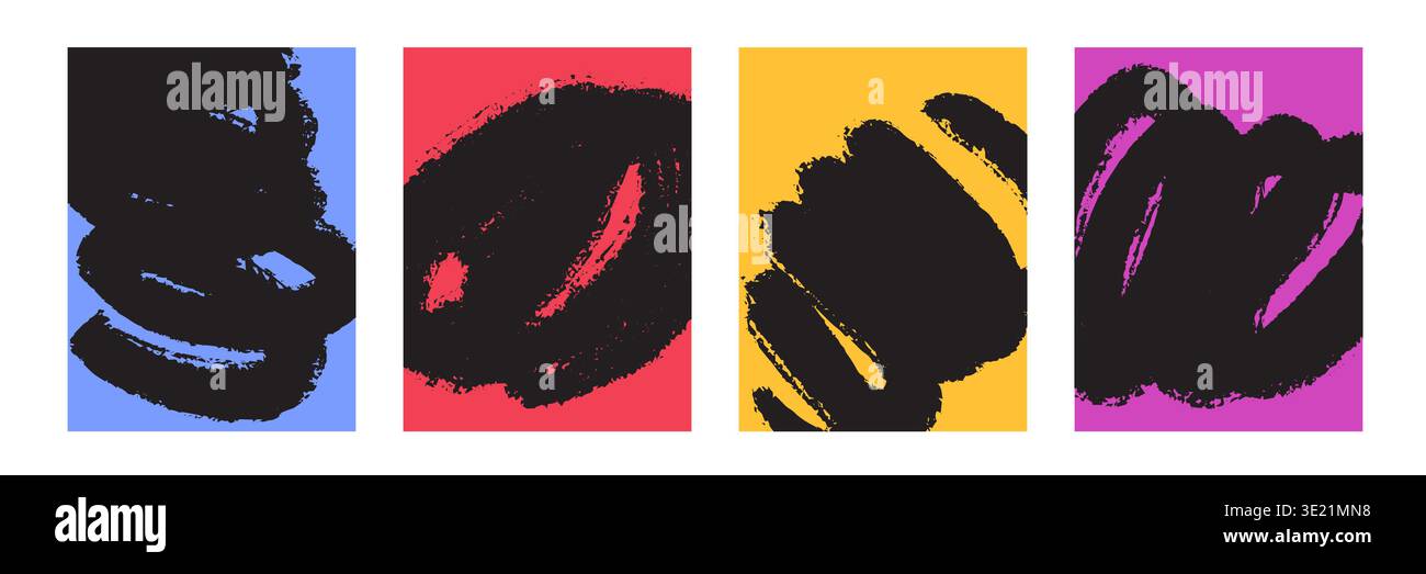 Modern abstract covers set with brush stroke Stock Vector