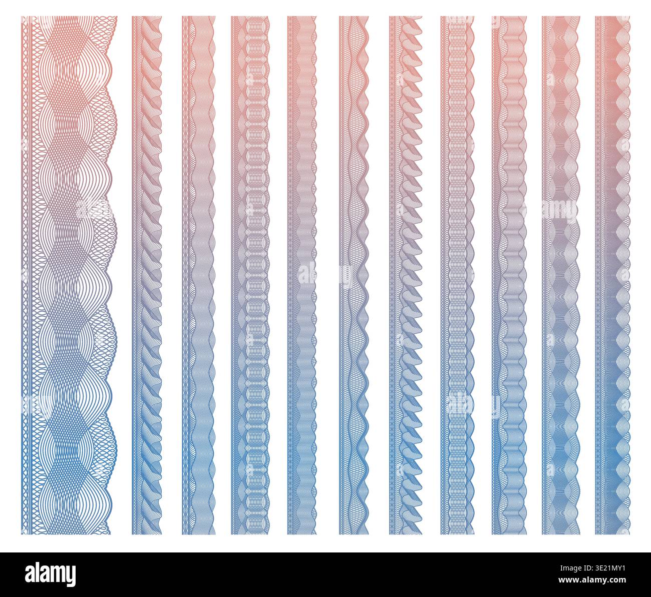 Money or document security guilloche border frames Stock Vector
