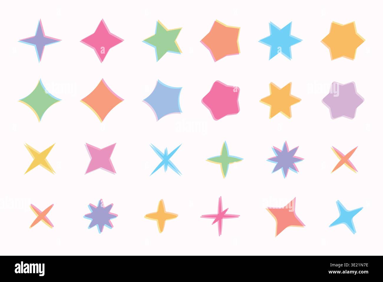 Risograph print style star vector set Stock Vector