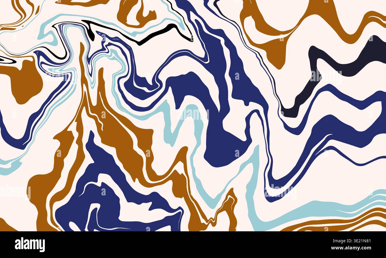 Modern color wavy liquid background. Marble texture. Trendy pattern for textiles and interior Stock Vector