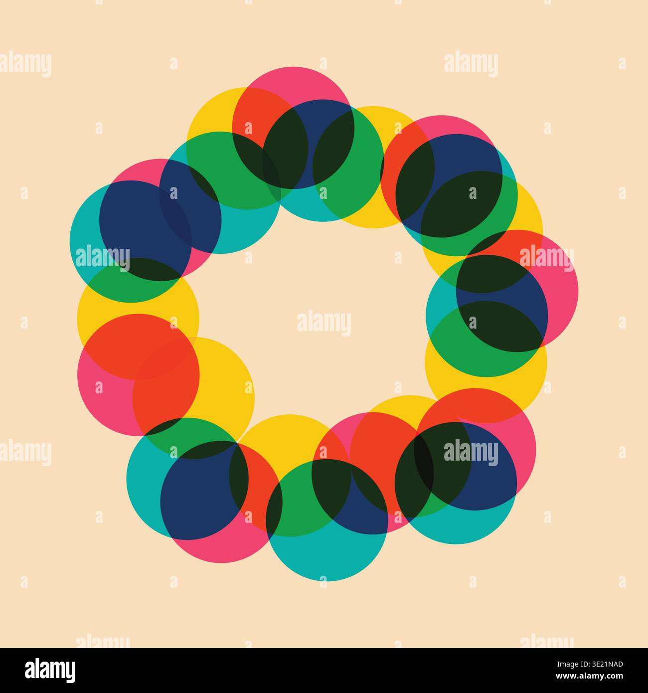 Trendy geometric shapes frame with riso print effect. Risograph art Stock Vector