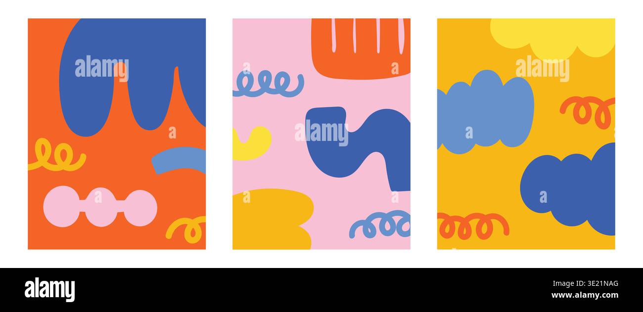 Cool doodle shapes abstract cover collection. Stock Vector