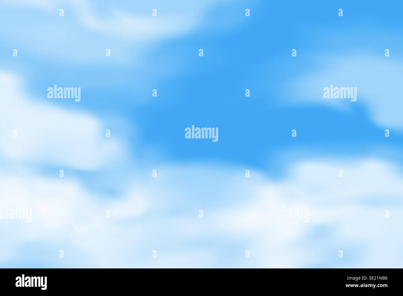Blue sky background template. Realistic white clouds Stock Vector