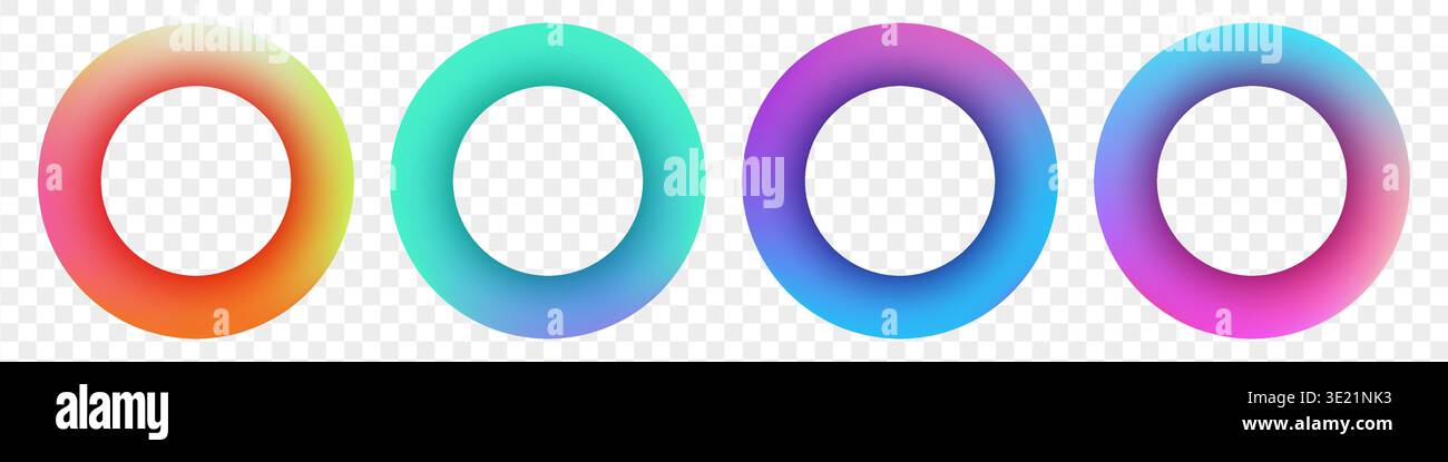 Liquid gradient round frames collection isolated on transparent background. Stock Vector