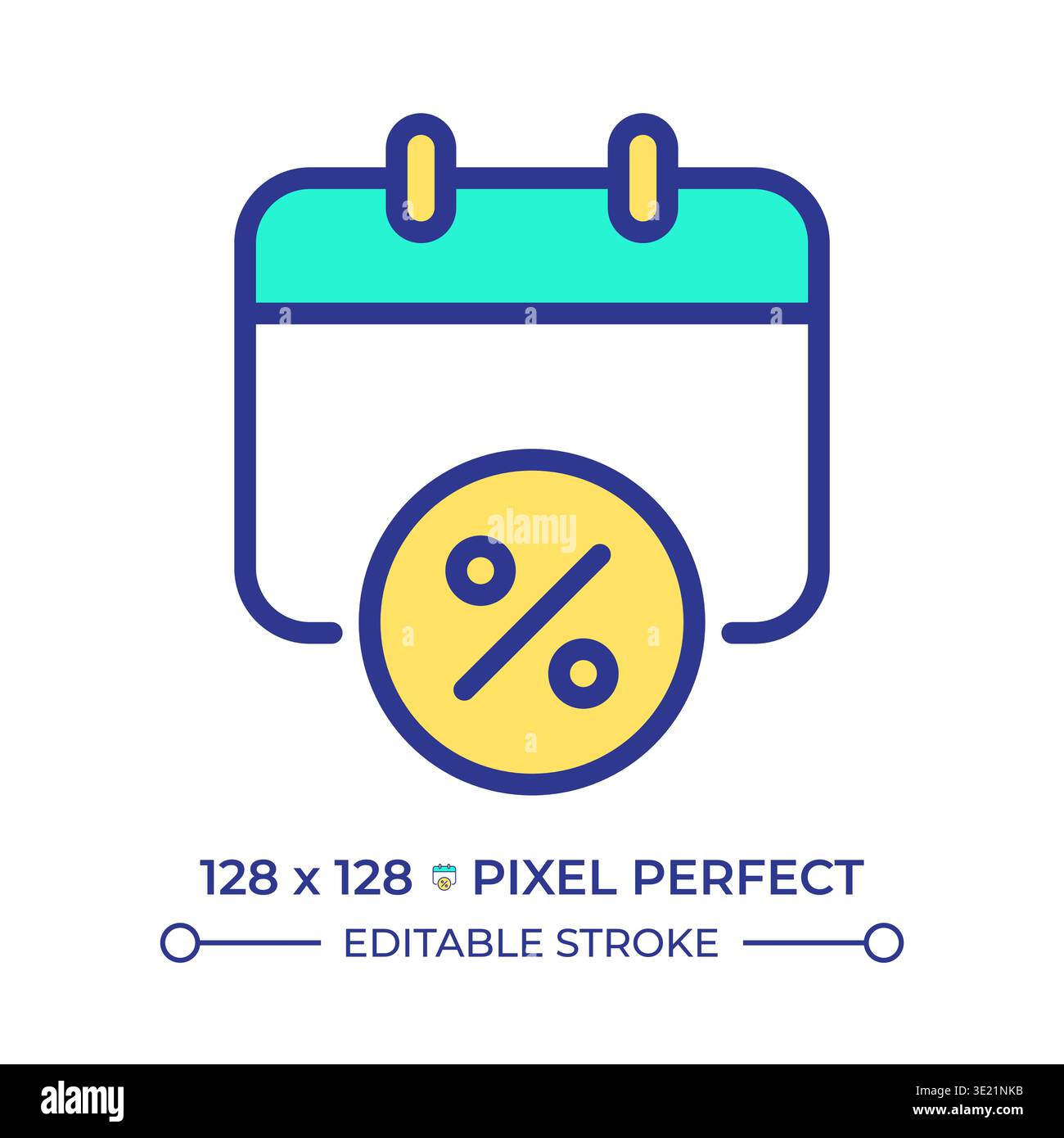 Tax calendar pixel perfect line color icon Stock Vector