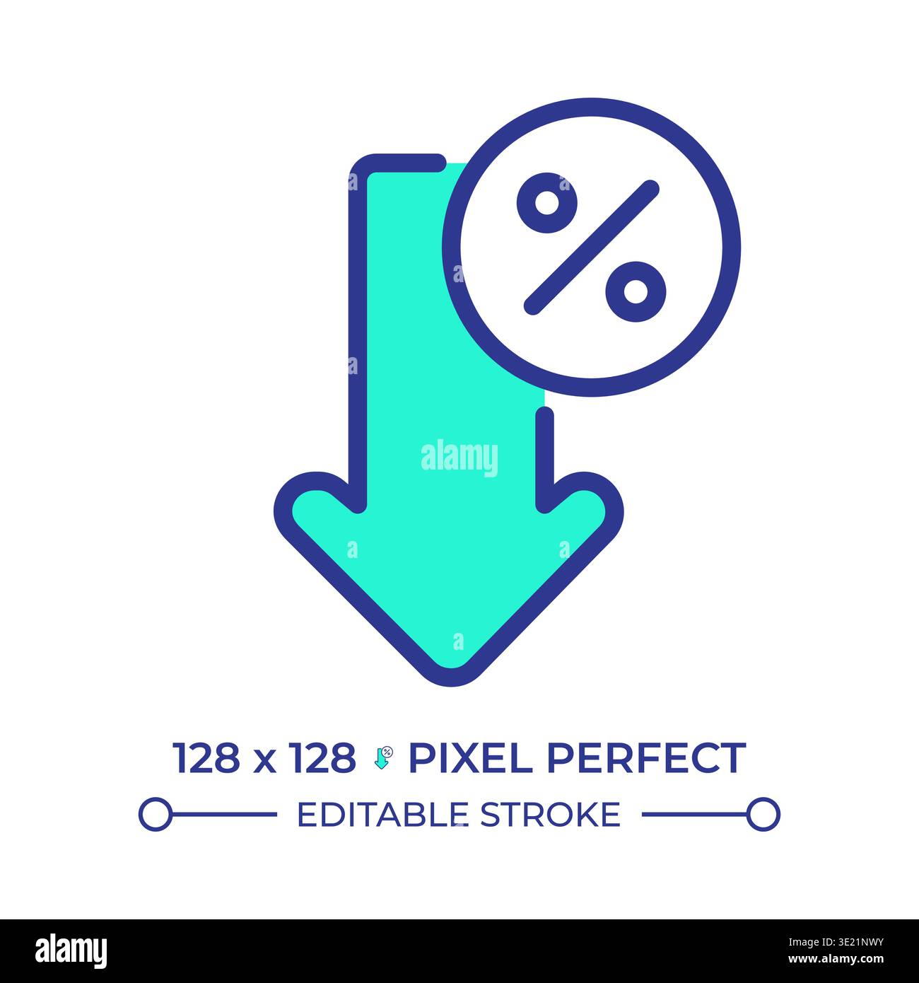 Low rate pixel perfect line color icon Stock Vector