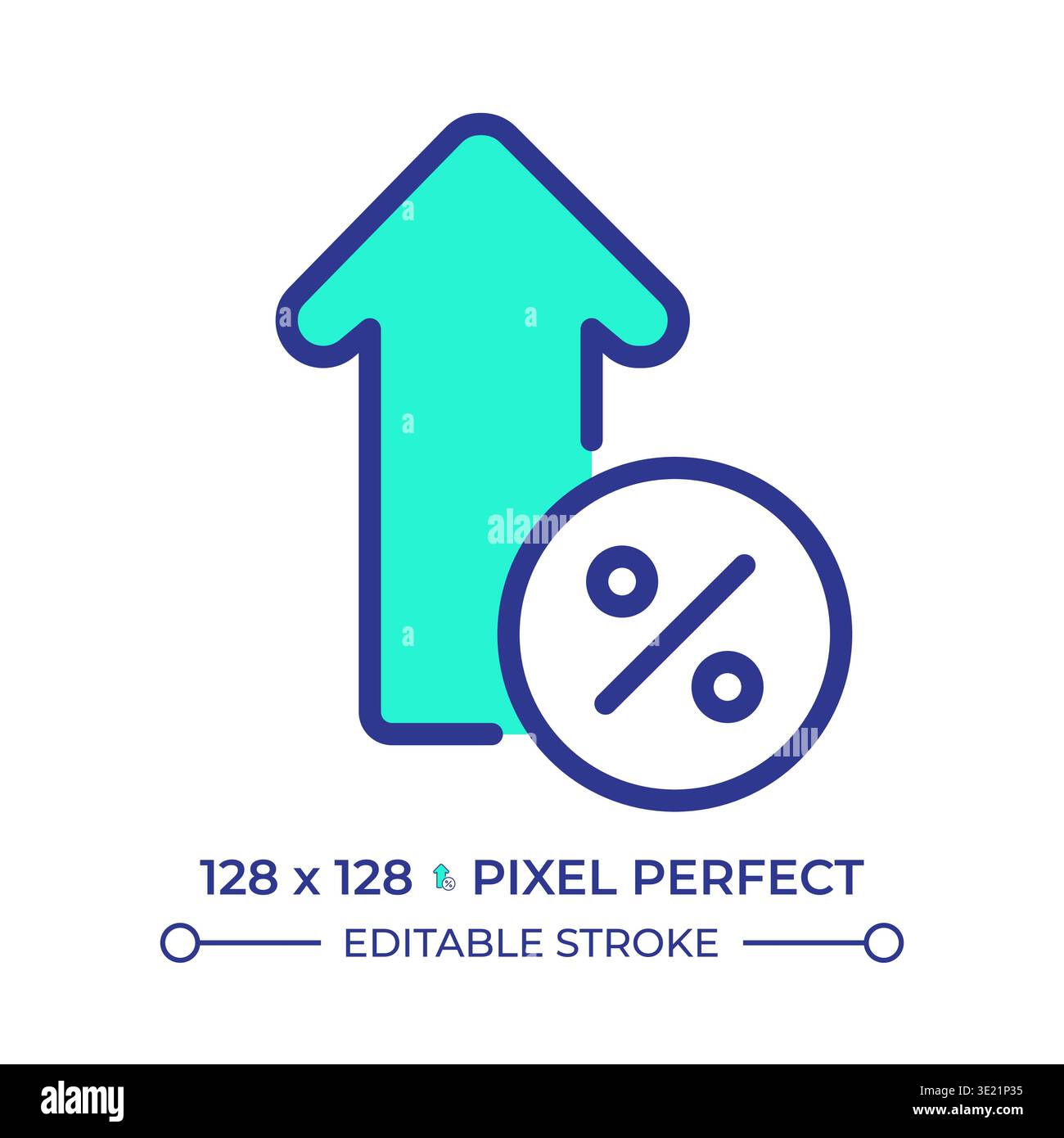 Interest rate pixel perfect line color icon Stock Vector