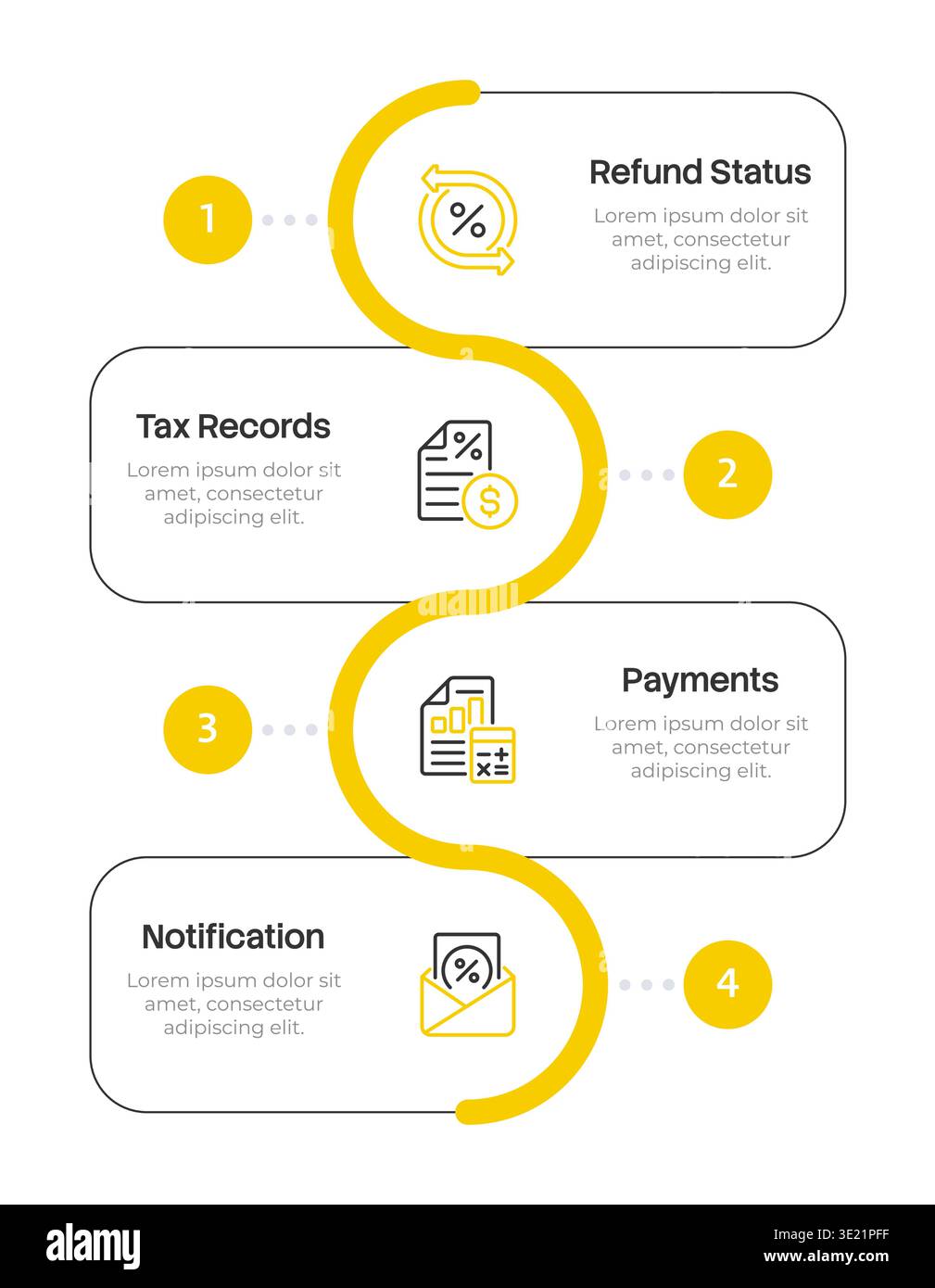 Tax management infographic 4 steps Stock Vector