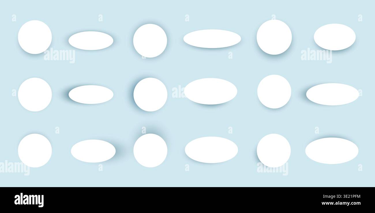 Button shadows collection. Simple shapes with shadow overlay effect. Stock Vector