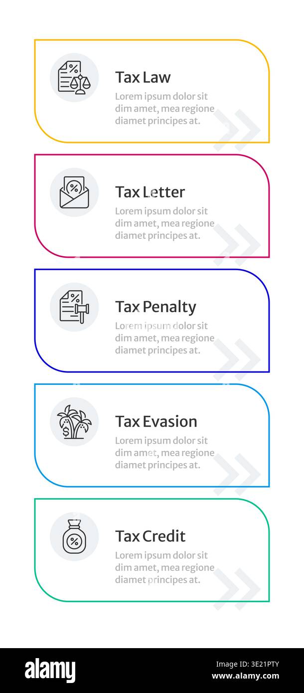 Tax risk management infographic 5 steps Stock Vector