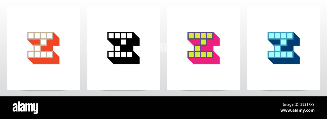 Box Square Outline Drop Shadow 3D Initial Letter Logo Design Z Stock Vector