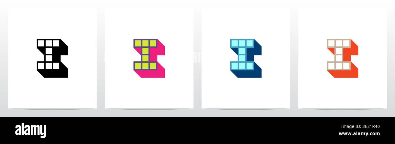 Box Square Outline Drop Shadow 3D Initial Letter Logo Design I Stock Vector