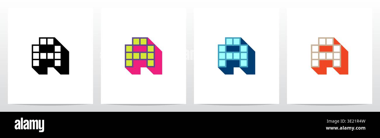 Box Square Outline Drop Shadow 3D Initial Letter Logo Design A Stock Vector