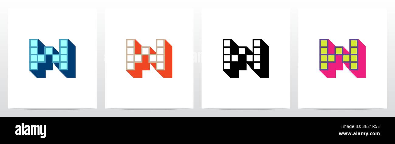 Box Square Outline Drop Shadow 3D Initial Letter Logo Design W Stock Vector