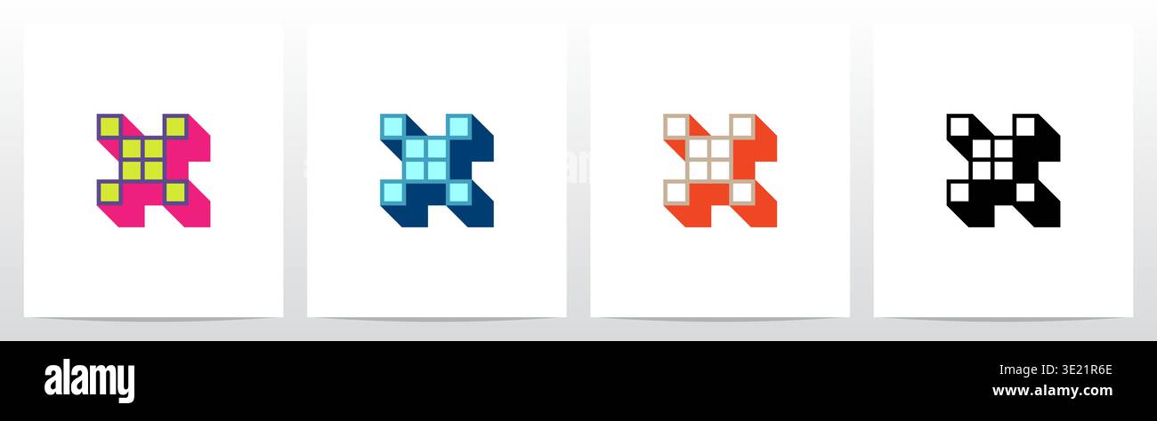 Box Square Outline Drop Shadow 3D Initial Letter Logo Design X Stock Vector