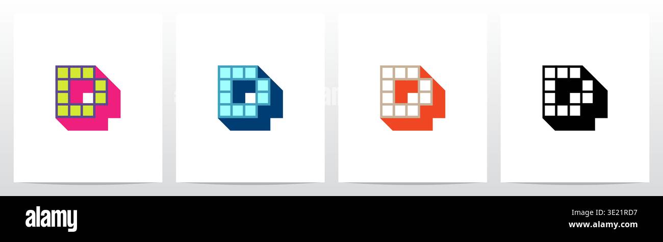 Box Square Outline Drop Shadow 3D Initial Letter Logo Design D Stock Vector