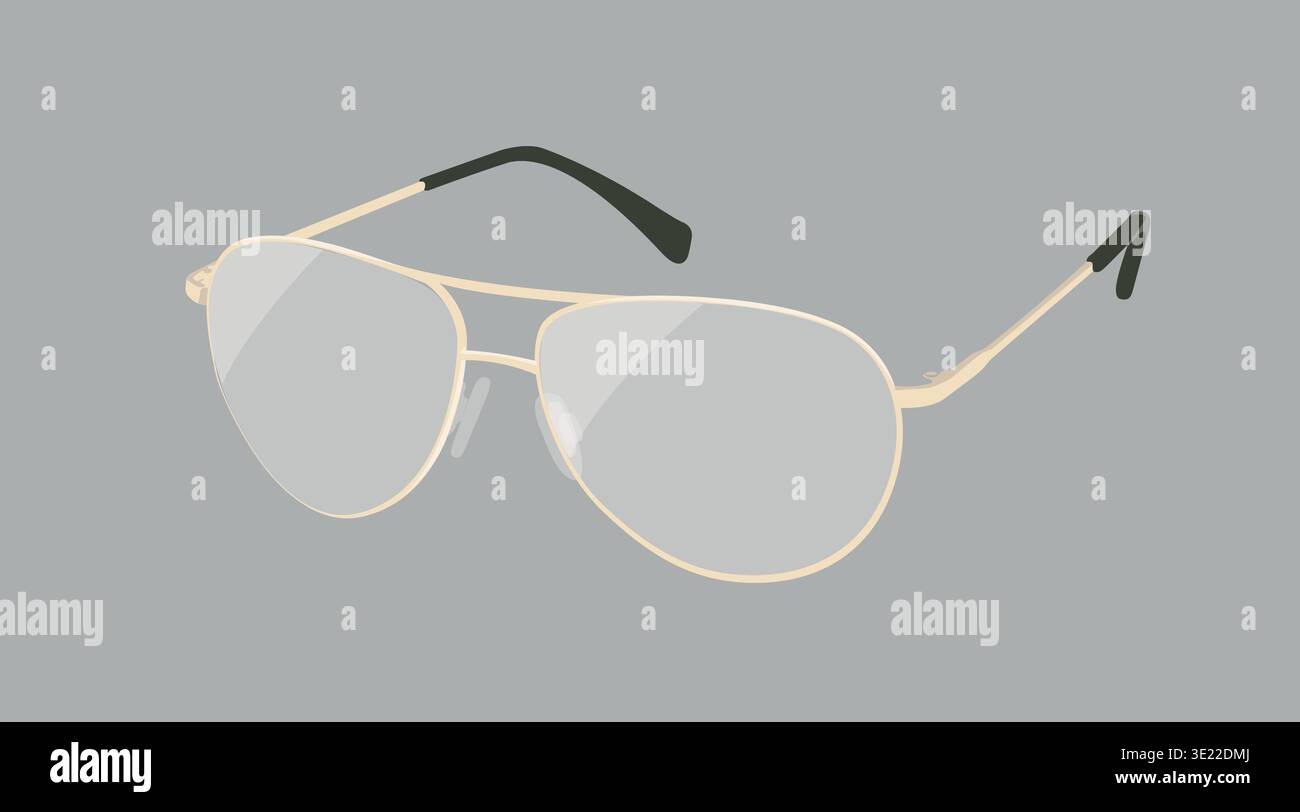 Golden aviator sunglasses illustration Stock Vector