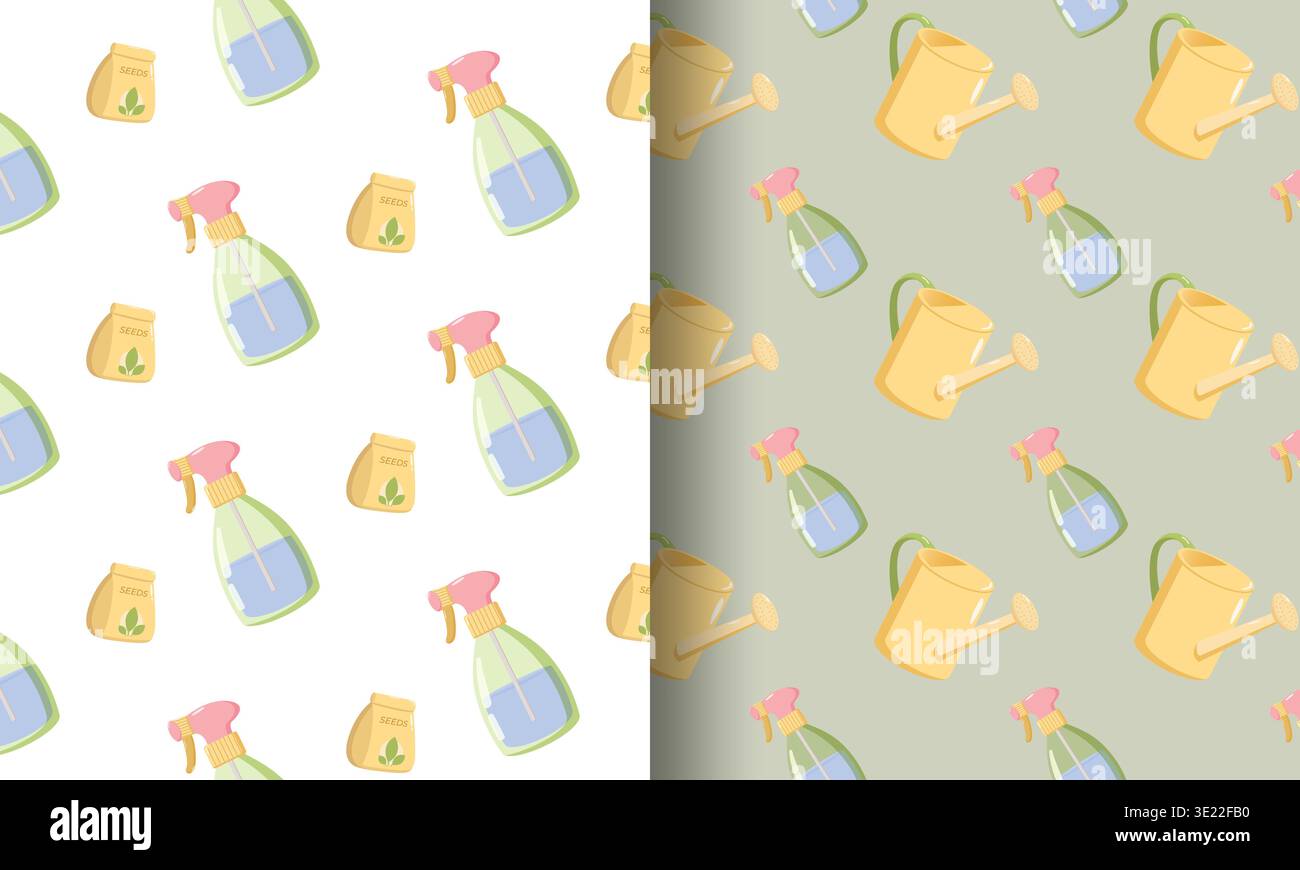 Happy Spring Gardening Tools Pattern Stock Vector