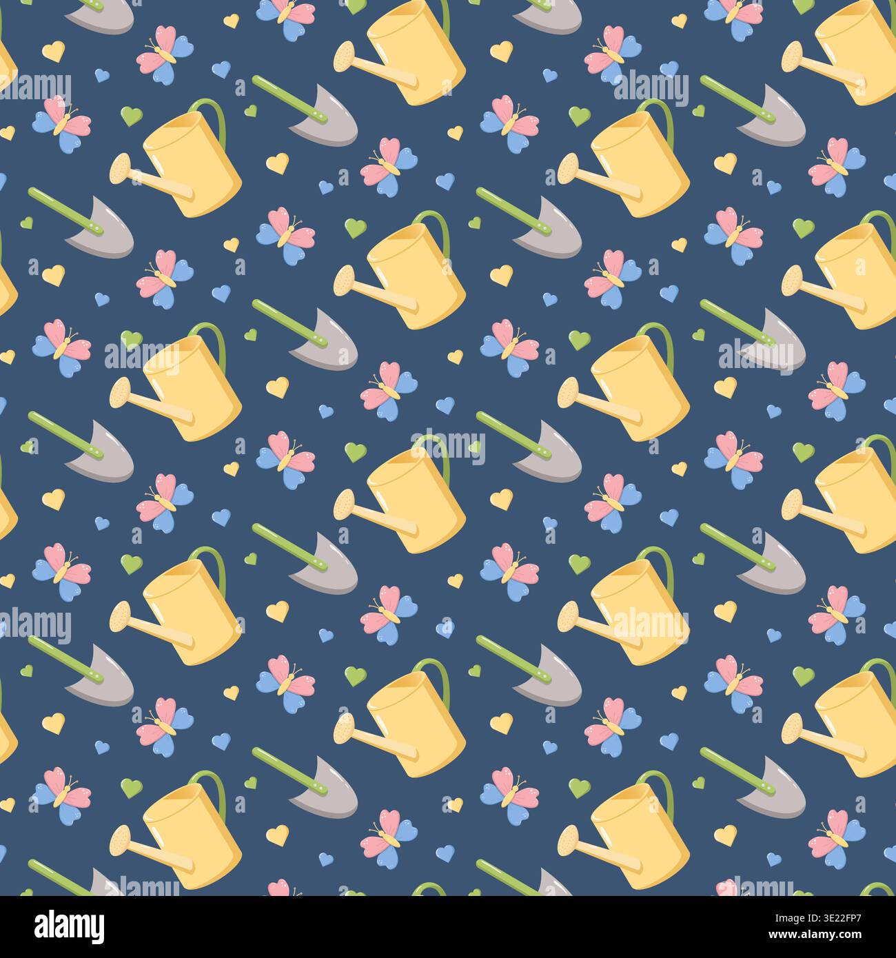 Spring Gardening Tools Pattern Stock Vector