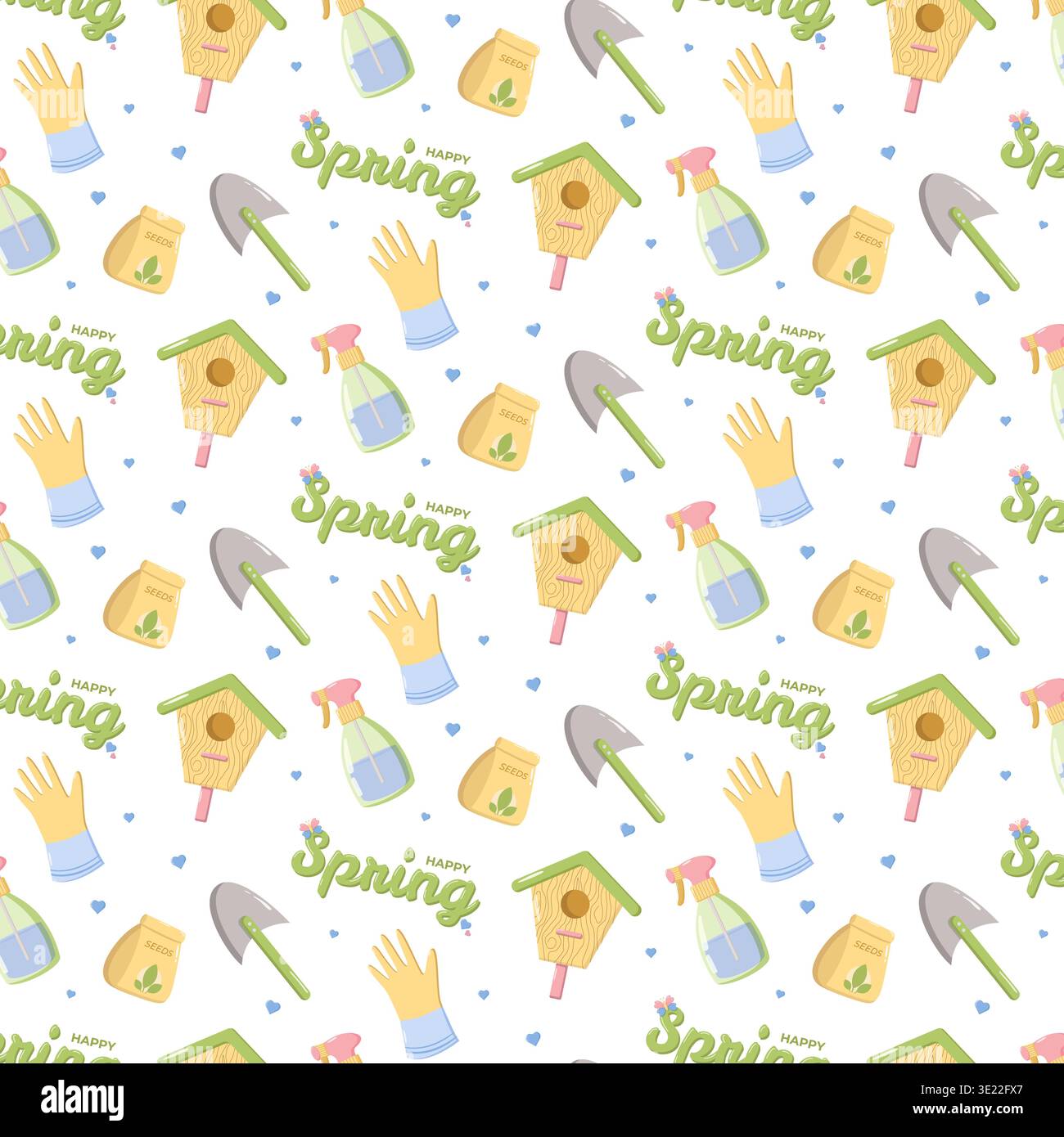 Happy Spring Gardening Pattern Stock Vector