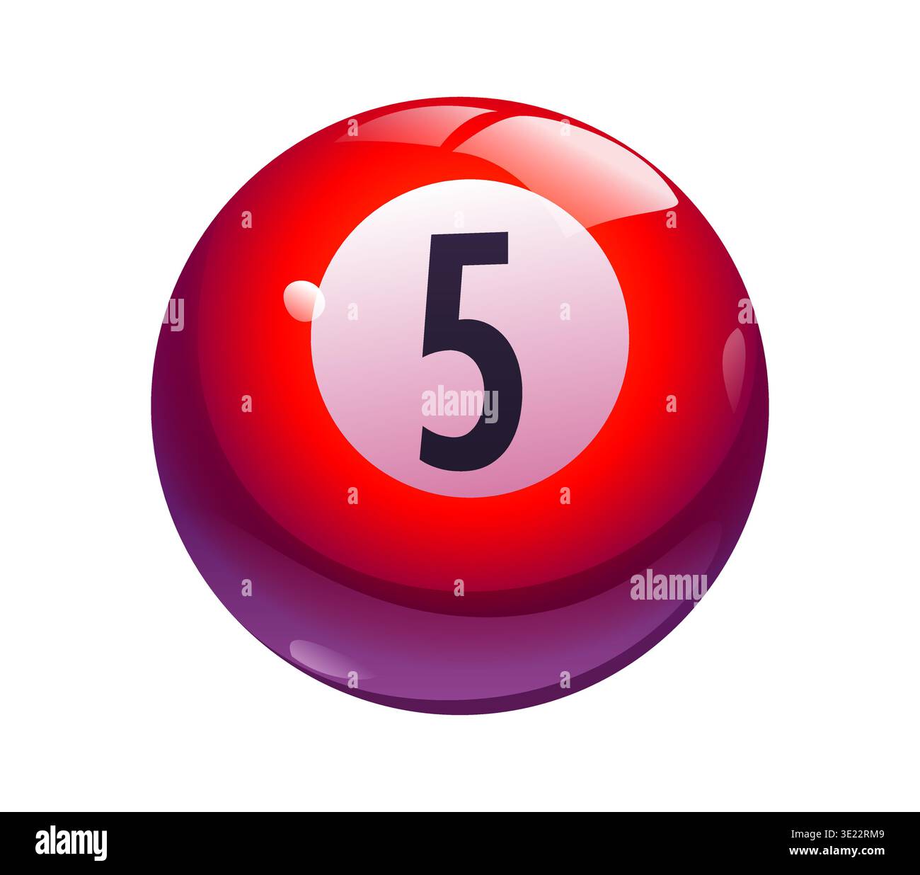 Cartoon red billiard pool ball with number 5 Stock Vector Image & Art ...