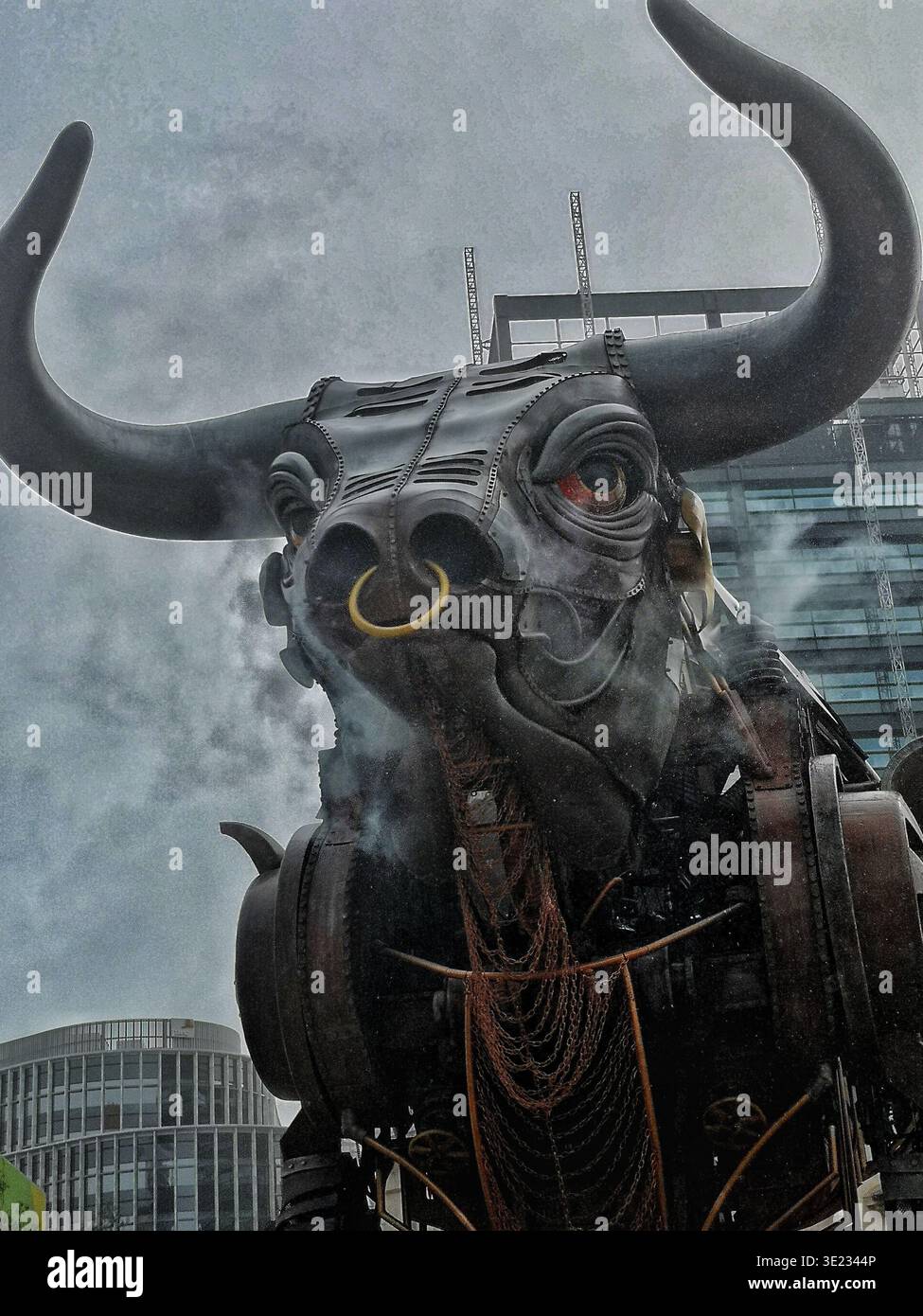 Close up of Ozzy the Bull from the Birmingham Commonwealth Games 2022. - Smartphone Captured Stock Image