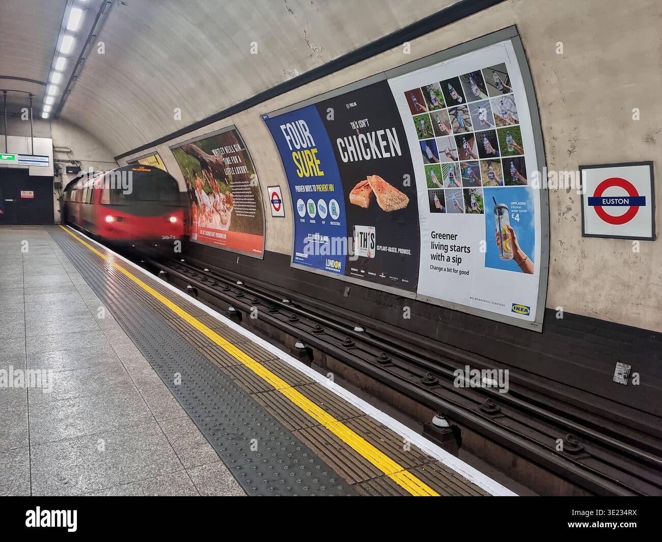 London Underground tube train arriving at Euston station - Smartphone Captured Stock Image