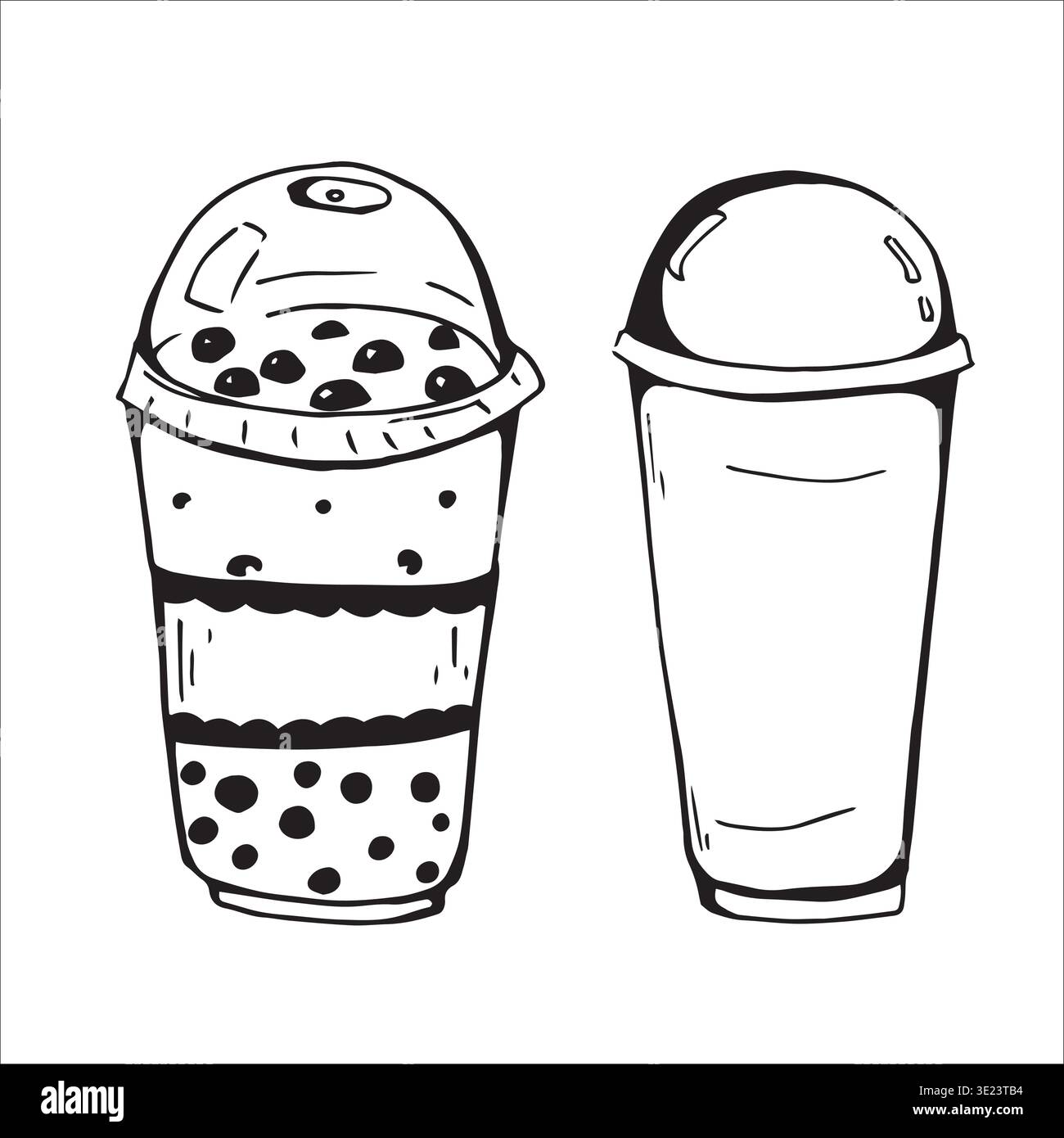 Whimsy Hand drawn Cute Different Drinks  Stock Vector
