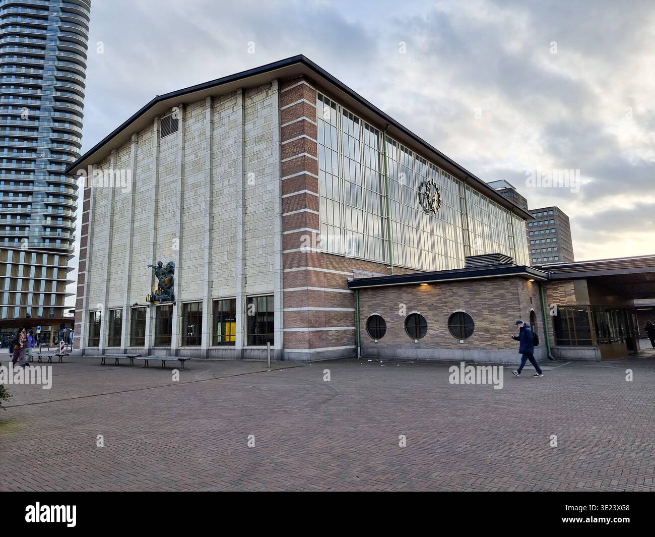 Building of train station Amsterdam Amstel with a lot of glass; railway station from 1939 by architects Hermanus Gerardus Jacob Schelling & Jan Leupen - Smartphone Captured Stock Image