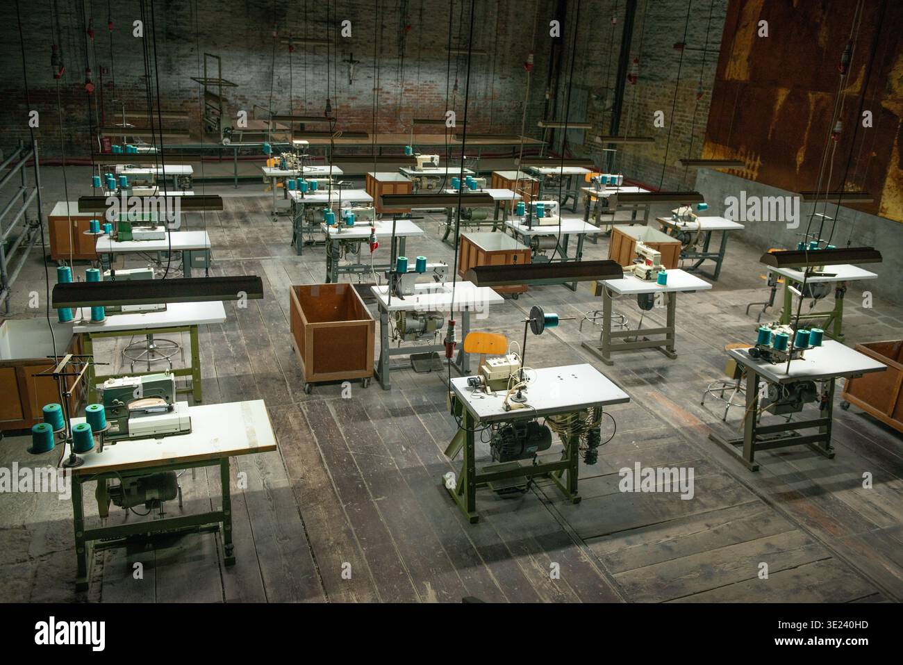 Sewing machines in a textile laboratory Stock Photo