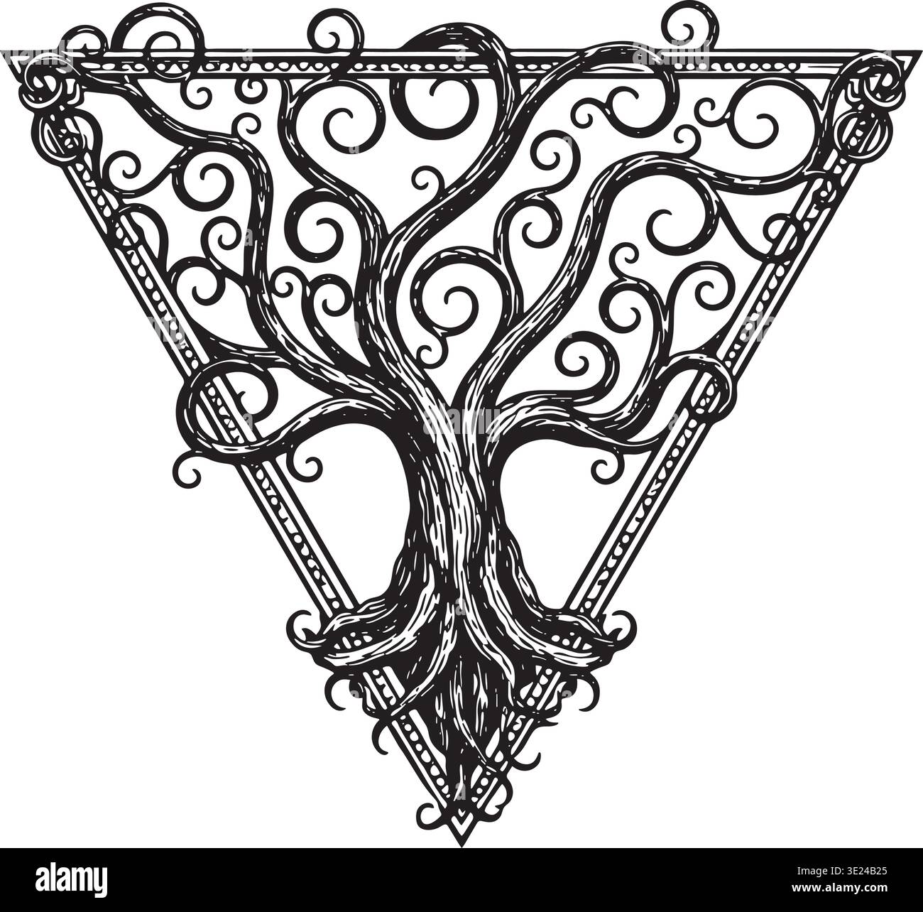 Versatile ornamental tree design suitable for creative projects requiring symbolic or nature-inspired visuals. Stock Vector
