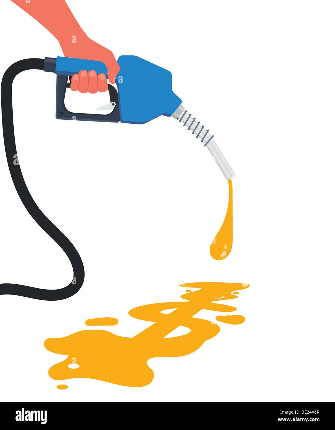 Hand holding gas fuel pump nozzle stock illustration Stock Vector