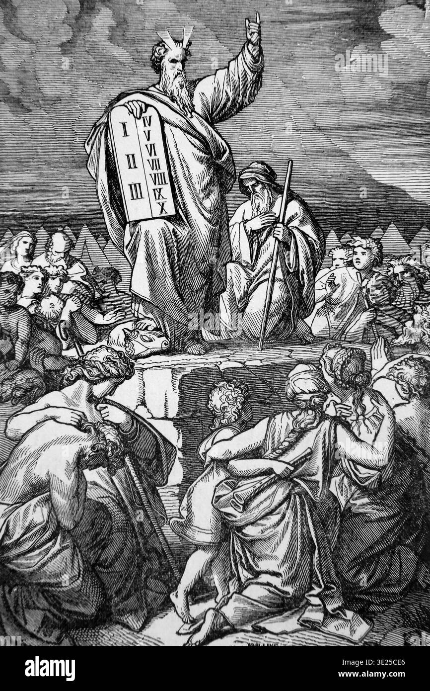 Illustration of Moses with the Tablets of Law (The Ten Commandments ...