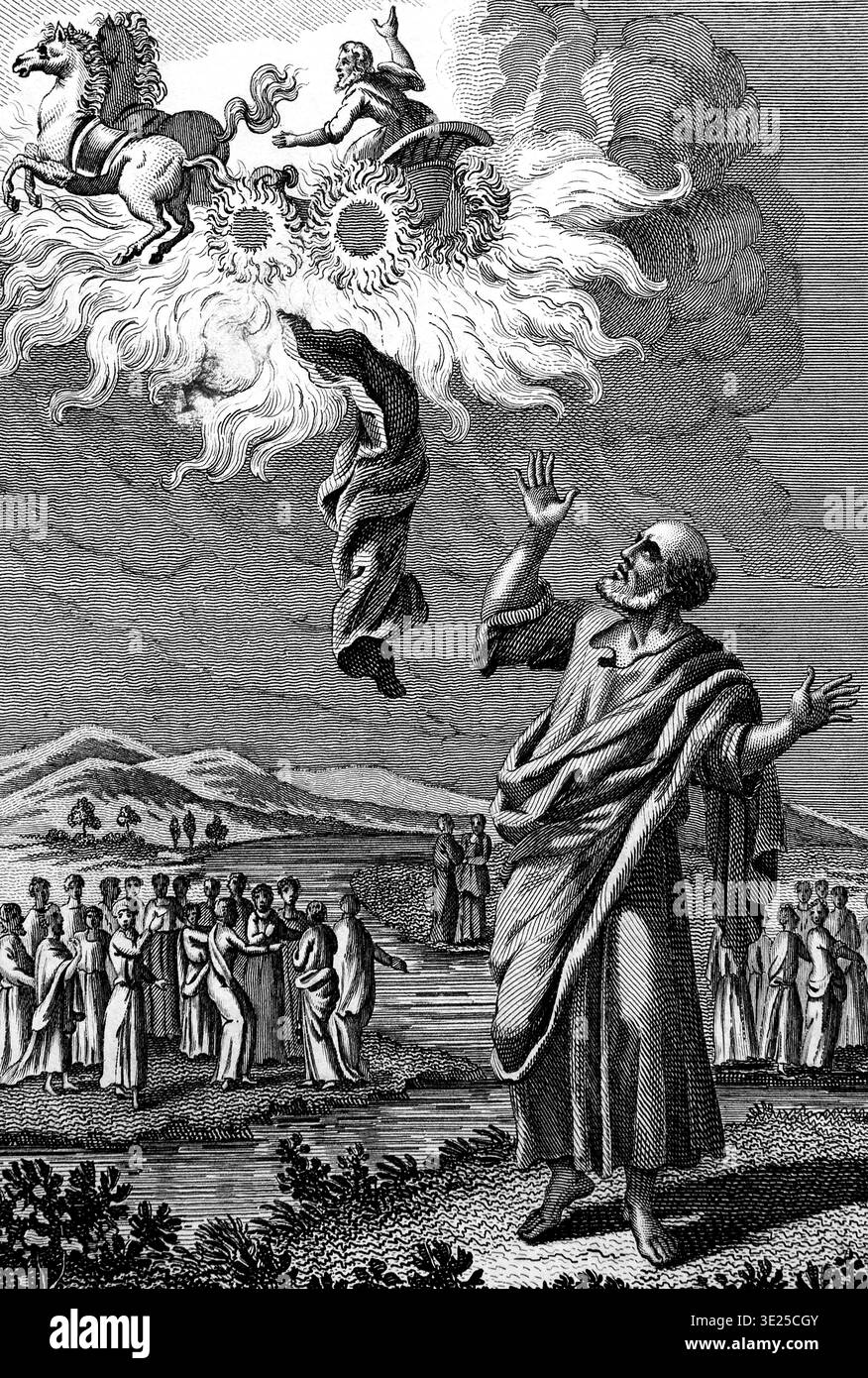 Steel Engraving of Elijah Taken up to Heaven (2 Kings ) Elisha