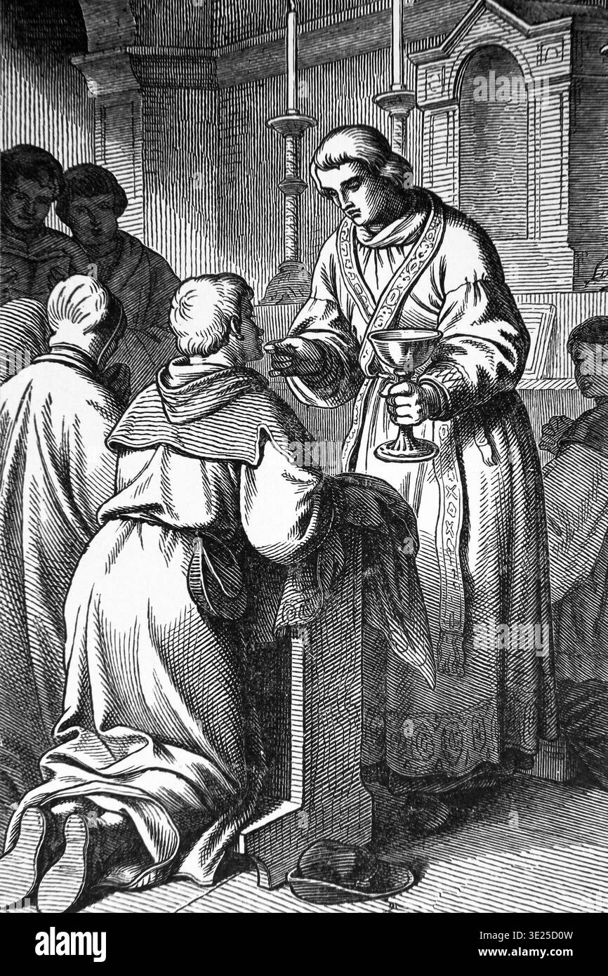 Engraving Of The Holy Communion Giving The Sacramental Bread And Engraving Of The Holy Communion Giving The Sacramental Bread And