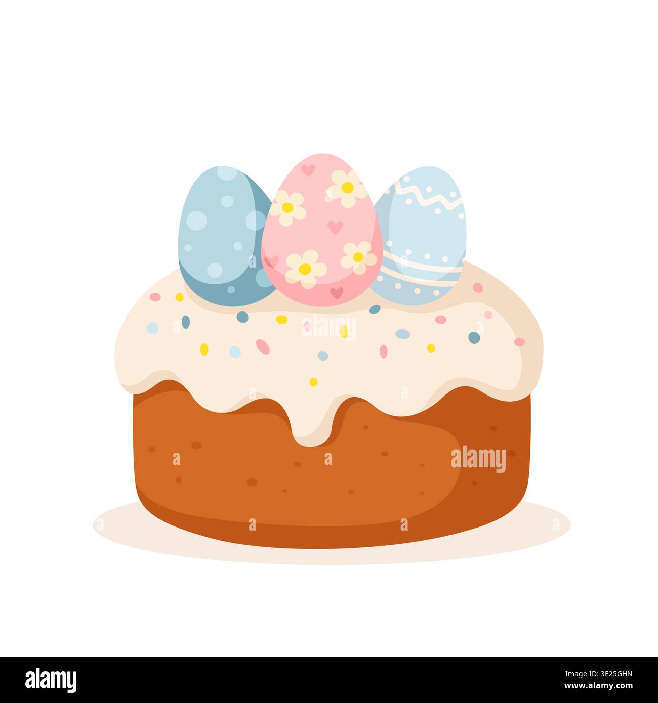 Traditional Easter Bread With Decorated Eggs Stock Vector