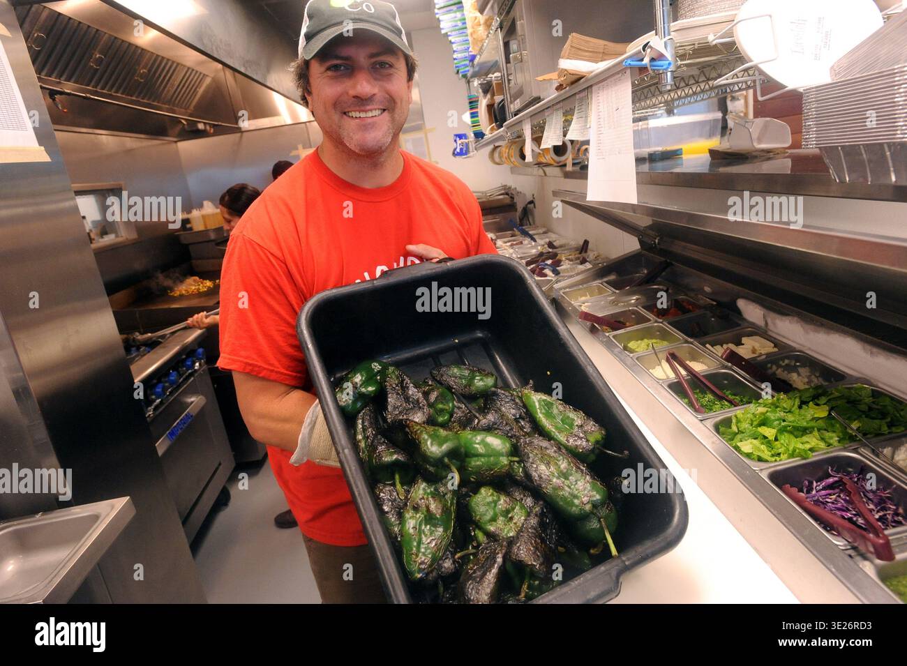 Portrait of Tacodeli co-owner Roberto Espinosa, Austin, Texas, November 1, 2010. (Photo by John Anderson/The Austin Chronicle) Stock Photo