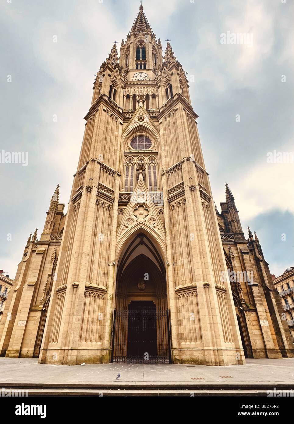 Cathedral Buen Pastor de San Sebastián;Donostia Spain; Late-1800s cathedral with ornate Gothic-Revival architecture - Smartphone Captured Stock Image