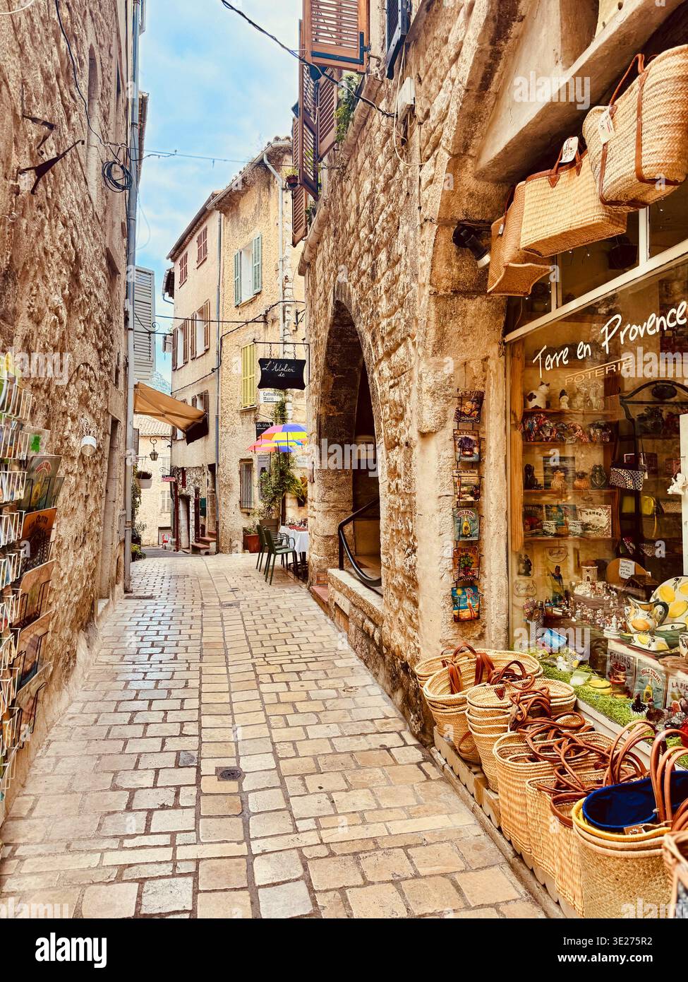 narrow streets in historic old town, Vence, France - Smartphone Captured Stock Image