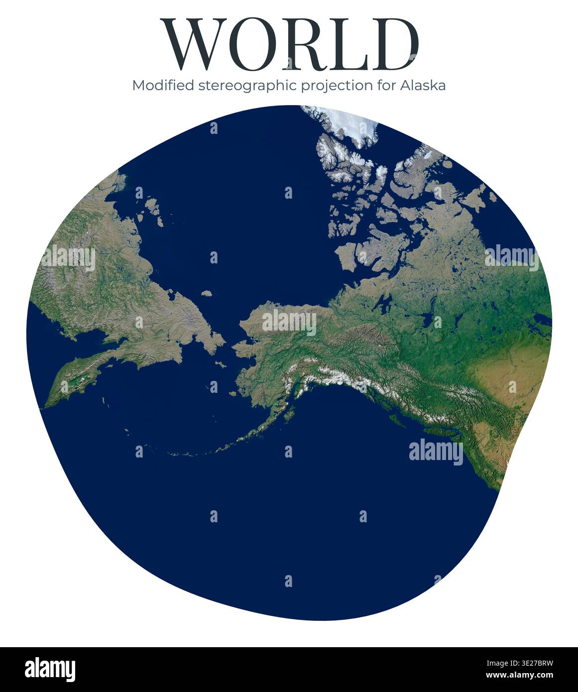 Physical Projection High detail physical map of the world. Modified stereographic ...