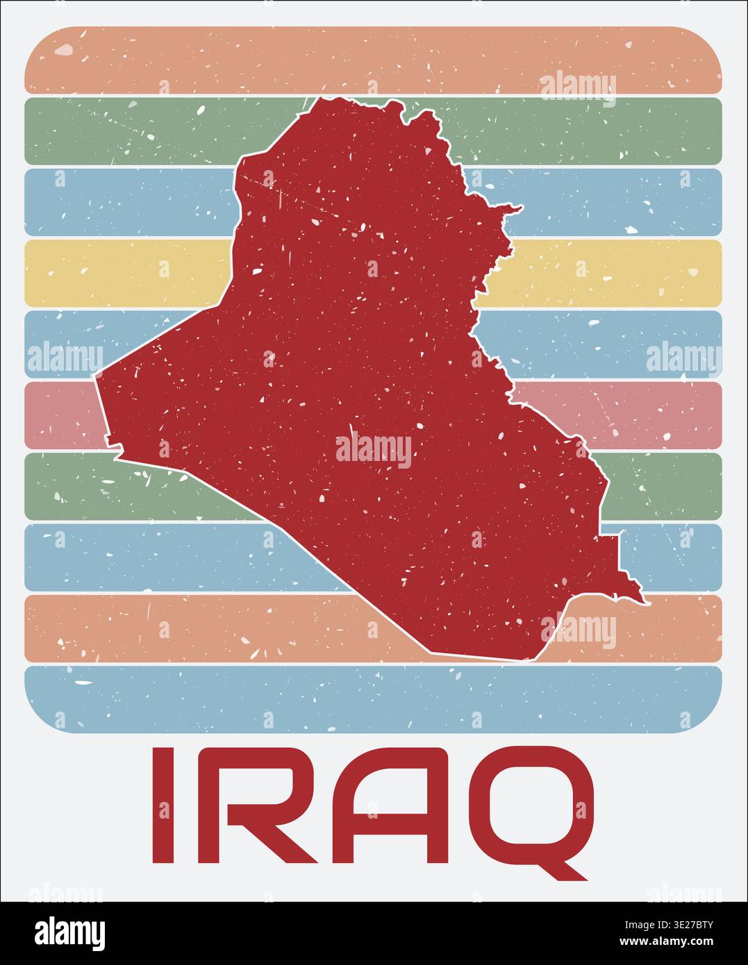 Iraq History Vector Iraq vintage logo. Shape of the country on retro colored stripes ...