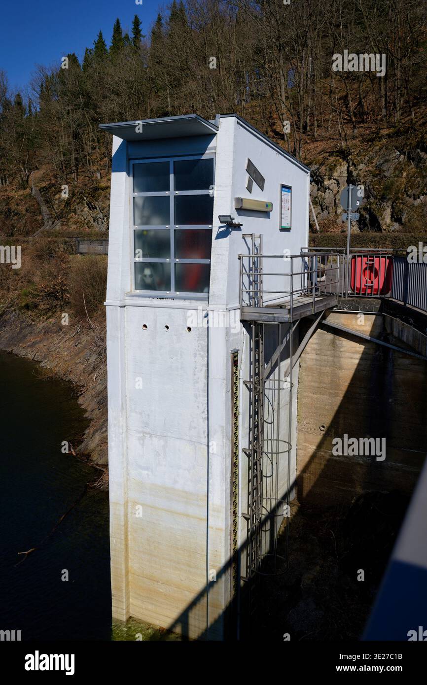 Dam Control Building Technical control building at the Olef dam in Hellenthal, Germany. View ...