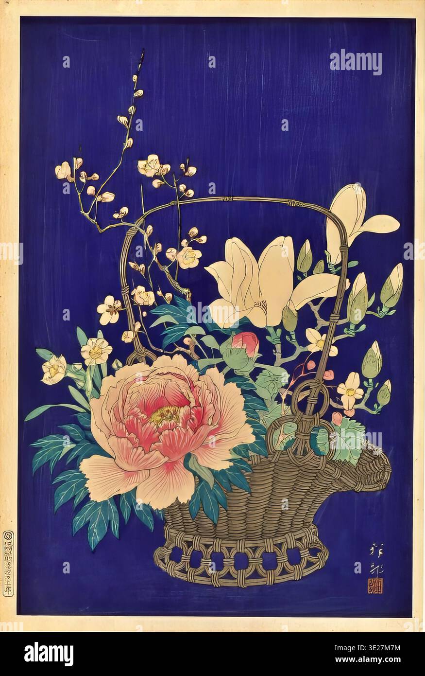 Japanese flower print vintage hi-res stock photography and images