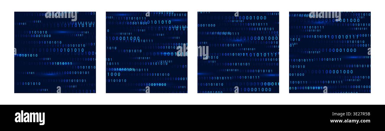 Binary Rain background. Crypto currency techno banner. Digital data technology concept. Vector illustration Stock Vector