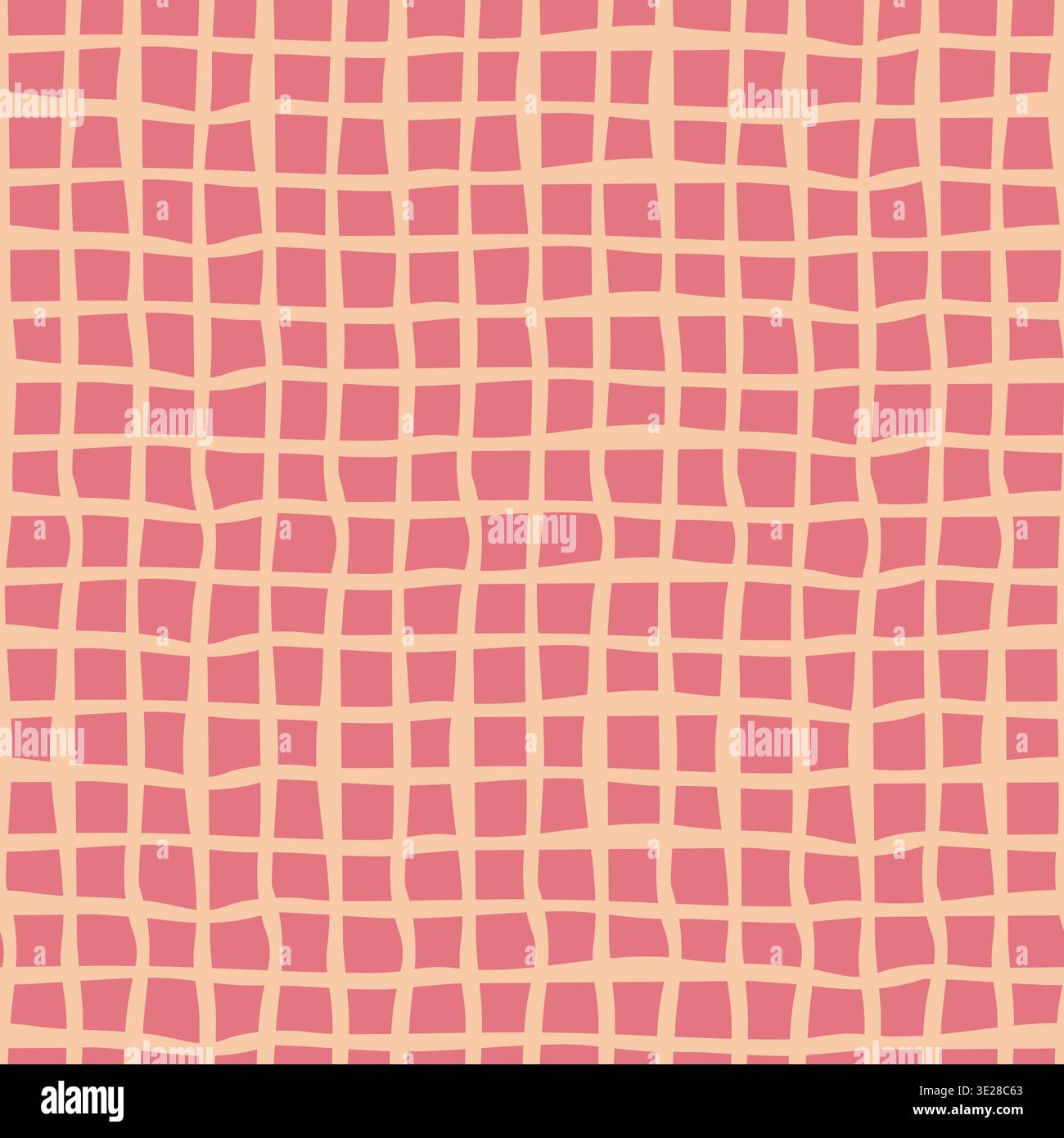 Hand Drawn Terracotta Pink Grid Pattern Stock Vector
