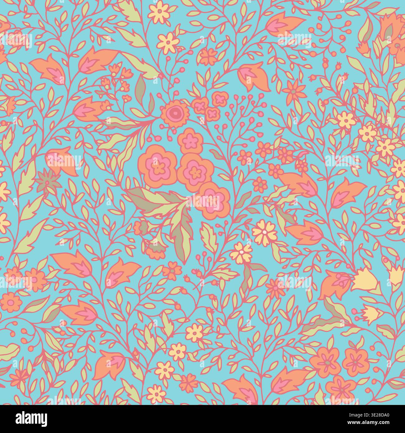 Vibrant Boho Floral Damask Sand Pattern Stock Vector